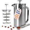 Stainless Steel French Press Coffee Maker – 34 oz, Plastic-Free
