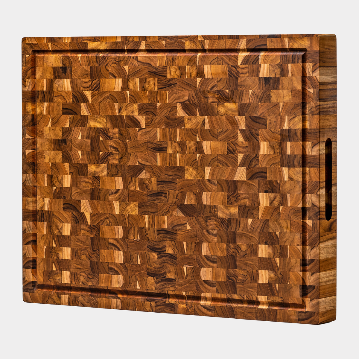 Large End Grain Teak Wood Cutting Board 20x15x1.5 In. Cured With Beeswax,  Linseed and Lemon Oil by Ziruma 