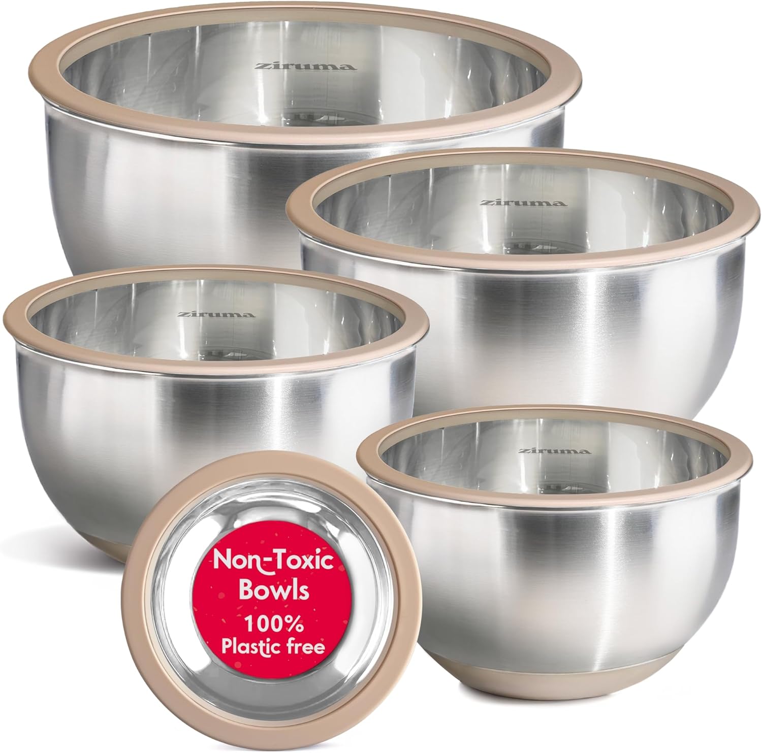 Ziruma Non-Toxic Mixing Bowls with Lids Set - Thumbnail 4
