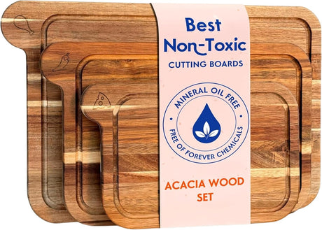 Acacia wood cutting board set, 3 pieces