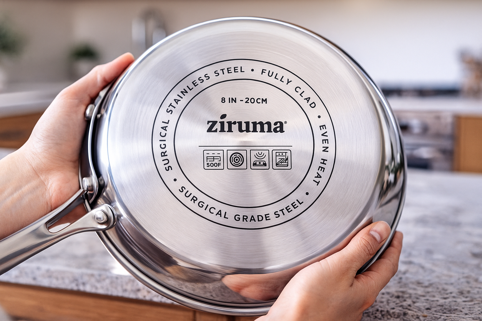 Pure Stainless Steel Pan (SS316 Surgical Steel Interior) 8-Inch