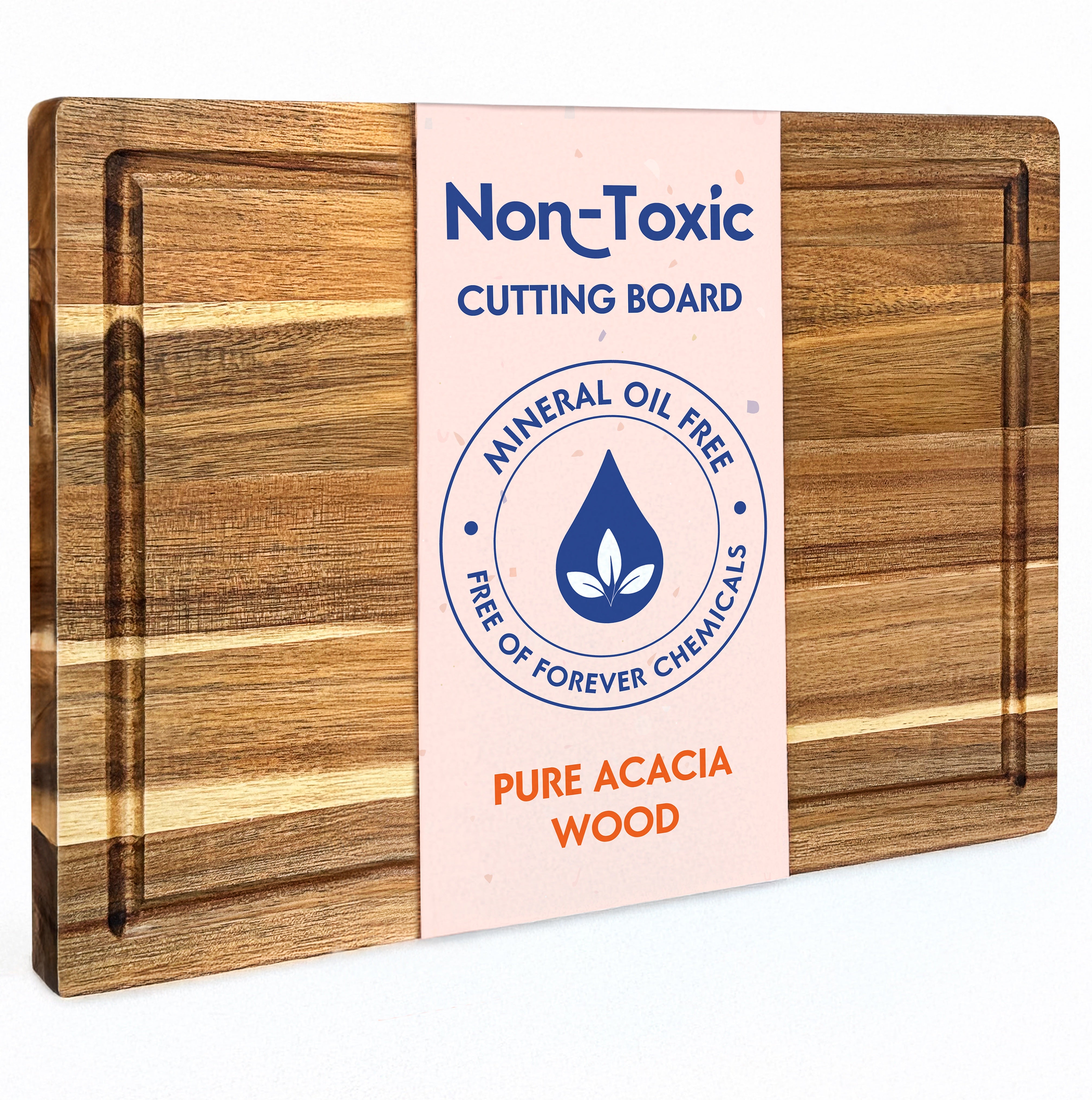 Acacia Wood Cutting Board for Kitchen. FSC-Certified, Conditioned with Food Safe Beeswax, Flaxseed Oil & Lemon Oil. 16" x 11"